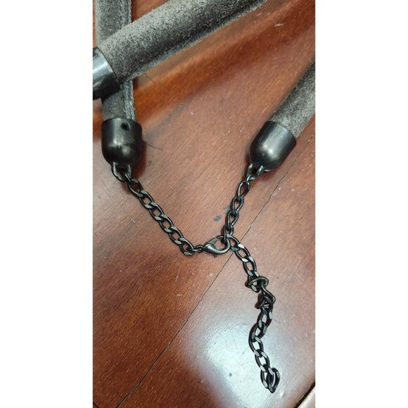 Comptoir des Cotonniers Suede Knot Necklace Gray Adjustable Boho Minimalist - Picture 4 of 7